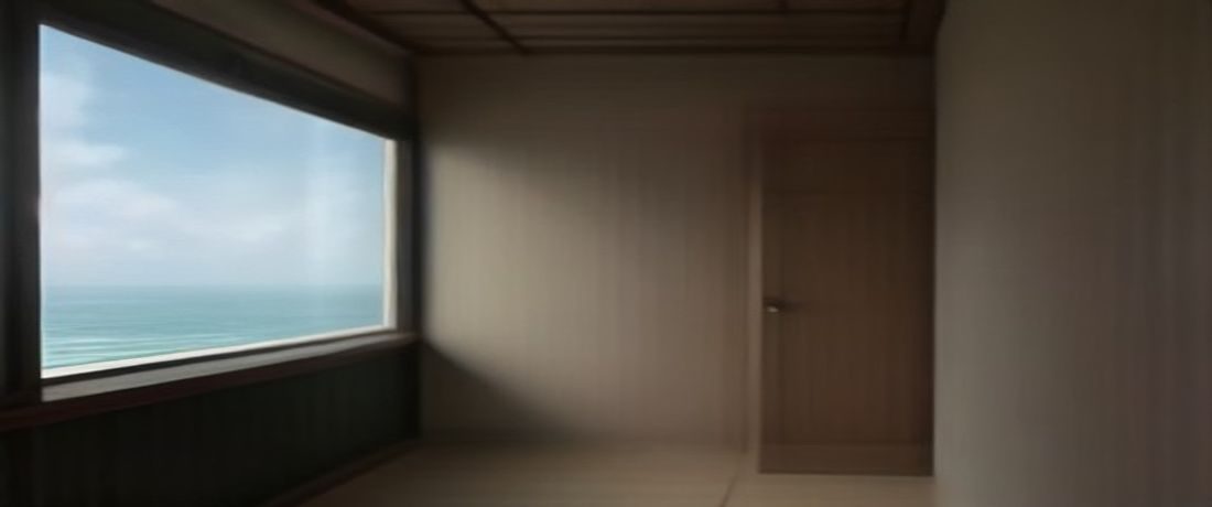 海鸣馆室内深海主题沉浸式展厅全景，蓝色光晕从巨型水母装置散射开来，游客在幽暗蓝光中仰望穹顶，氛围神秘壮观